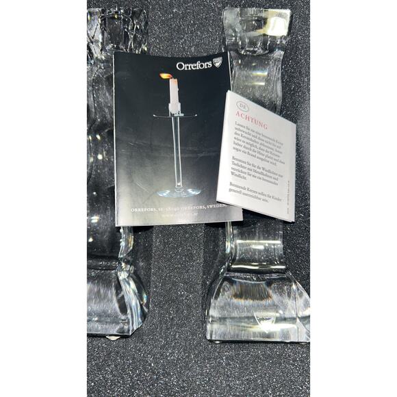 Orrefors Cruise 6511103 Helene Krantz 8 1/8" Pair of Crystal Candle Holders - Picture 5 of 5